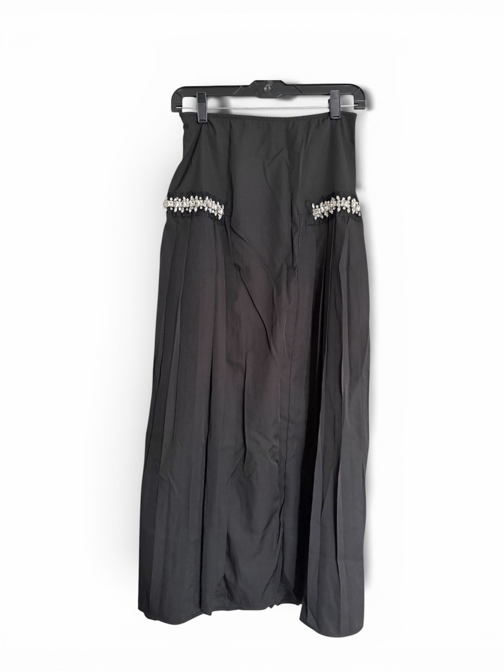Black Maxi Skirt with Beaded Waist Detail